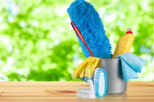 Eco-friendly commercial cleaning equipment in a corporate setting