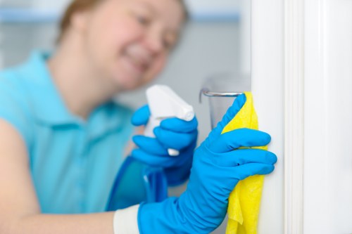 Domestic cleaning tools arranged for a tidy home