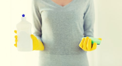 Fabric care and upholstery cleaning on a chair surface