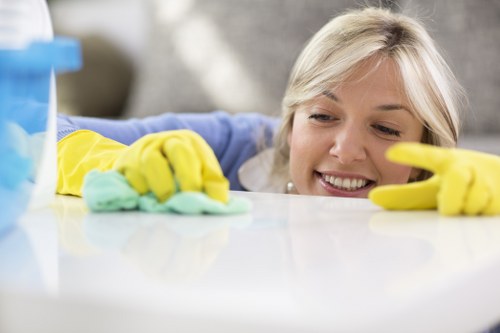 Professional post construction cleaning of windows and surfaces