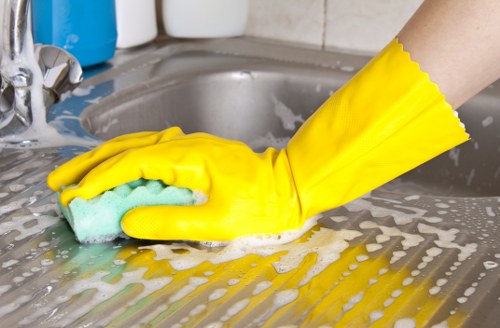 Cleaning team performing post renovation cleaning in a modern interior